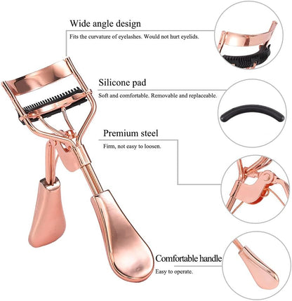 Beauty Eyelash Curler Comb Eyelash Curlers with 2 Silicone Refill Pads Premium Lash Curler Makeup Tool for Women and Girls