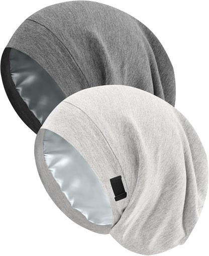 Silk Bonnet for Sleeping Women, Adjustable Silky Satin Lined Sleep Cap, Silk Hair Wrap Slouch Beanie Hat